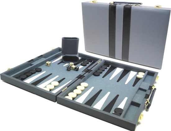 hotgames Backgammon spel in Koffer 39cm Grijs 