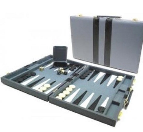 hotgames Backgammon spel in Koffer 39cm Grijs 
