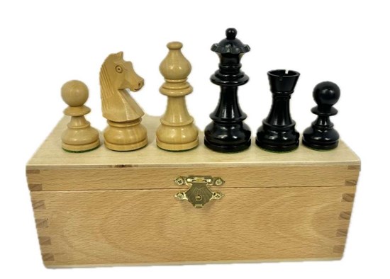 Schaakstukken Staunton 3 Palm/Zwart 76mm in Kist 