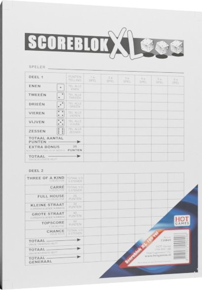 Losse Yahtzee Scoreblok circa 100 Vellen A5 XL Formaat 