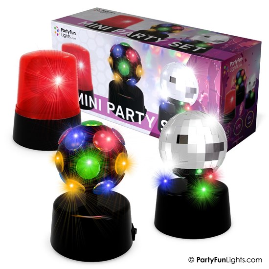 Discolamp Mini Party Light Set  Werkt op Batterijen USB 3 stuks Roterend Lichteffecten 