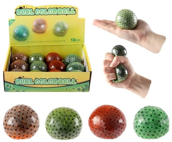 Squeeze Ball circa 7½ cm met Kralen assorti kleuren 