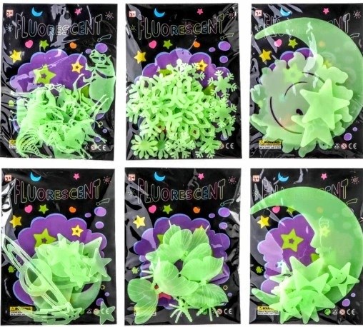 Fluorescent Glow in de Dark Vormen assorti 