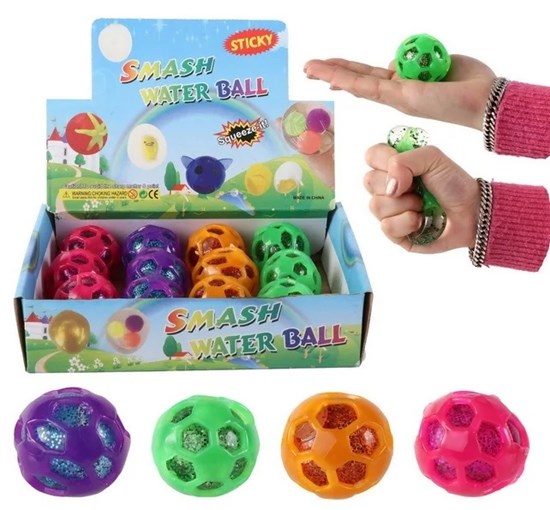 Squeeze ball circa 4½cm glitter assorti kleuren