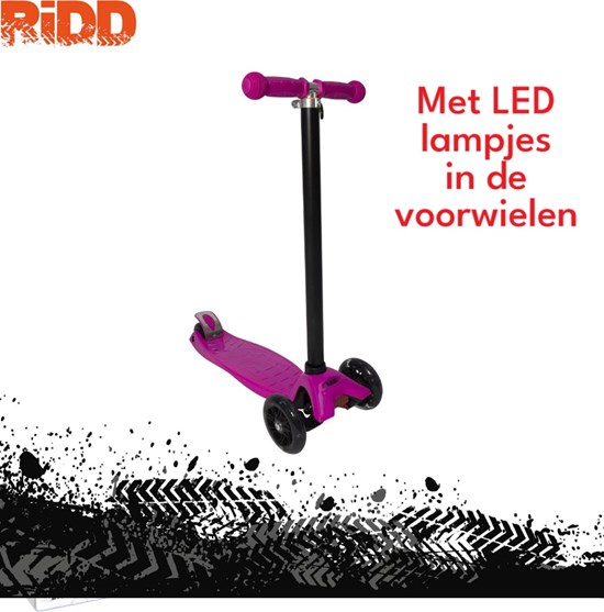 RIDD Kids Scooter 3-Wiel Step met LED in de Wielen Pink 3+ 