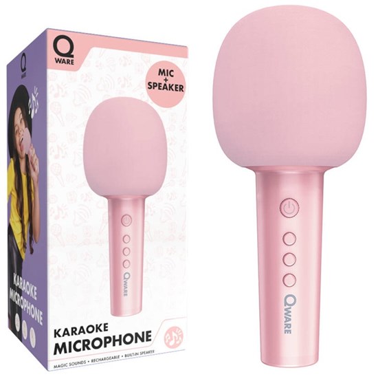 Qware Karaoke Microfoon & Speaker Roze 6+