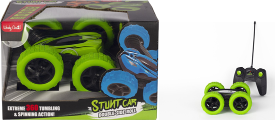 Wonky Cars RC Bestuurbare Stunt Auto Stunt Car Dubbelzijdig 360° Rollen Draaien Spinnen Groen 6+ 