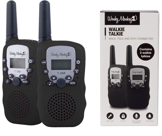 wonky toys Walkie Talkie tot 3km Zwart (8xAAA) 