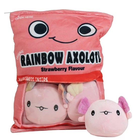 Jolly Plush Snack Pillow Rainbow Axolotl circa 40cm 