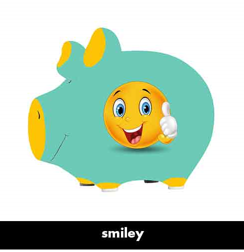 Aardewerk Spaarpot met tekst Emoji met Duimpje groen
