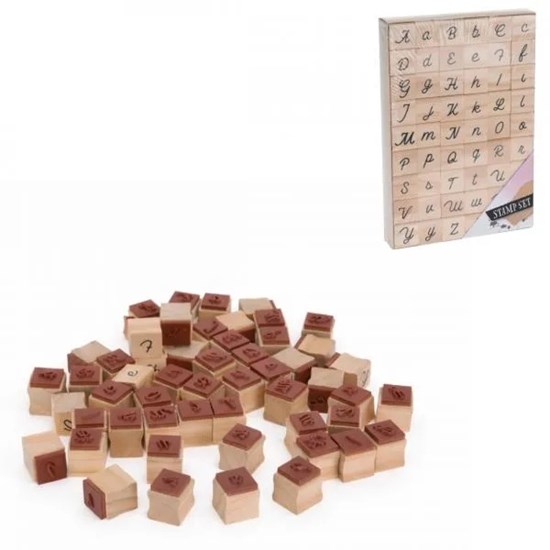 Houten Alfabet Stempels 36dlg  