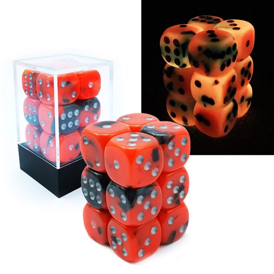 Two Tone Glowing Hot Rocks Dobbelstenen 12stuks 16mm 