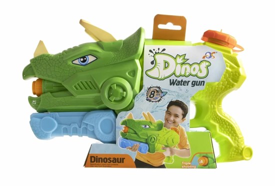 Waterpistool DINO circa 29cm met Pomp TOT 8mtr assorti 