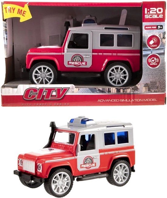 Jeep Brandweerauto met Licht en Geluid circa 17cm 3+ 