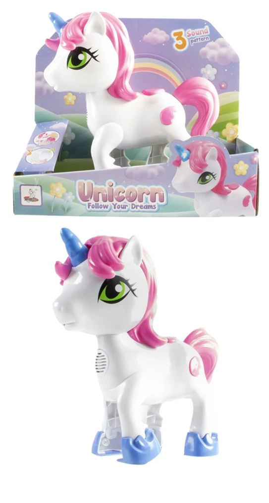 Unicorn 23cm met Licht en Geluid circa 23cm  incl. Batterijen 3+  