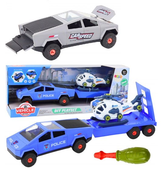 Tesla Police Truck met Oplegger met Motor of  Helikopter 3+