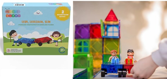 Gladi Tiles 2-Delige Magnetische Auto set 3+ 