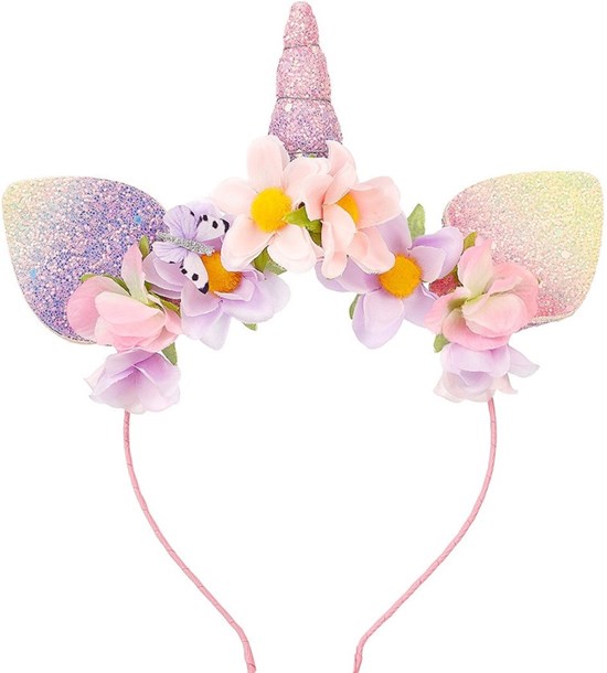 souza Haarband Unicorn Lila met Bloemen & Vlinders 1maat 