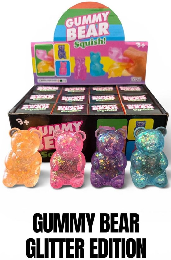 Sensory Squishy Glitter Gummy Beer assorti Kleuren 3+