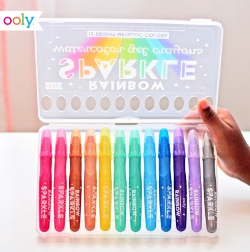 ooly RAINBOW SPARKLE WATERCOLOR GEL CRAYONS 12stuks    