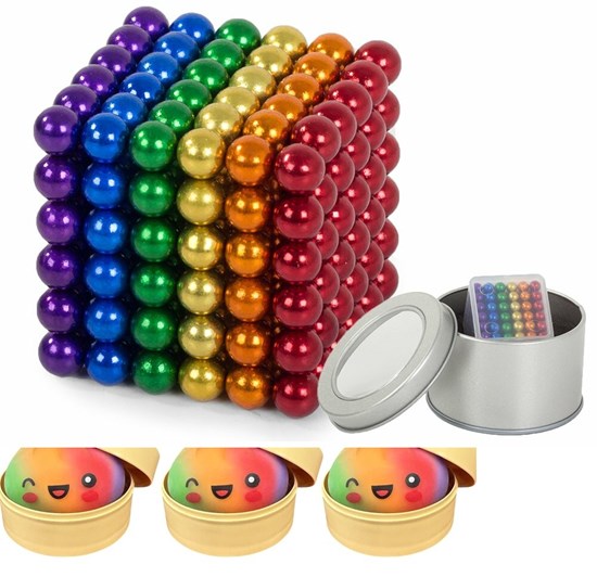 Rainbow Magnetic Mini Balls in Blikje circa 216dlg 