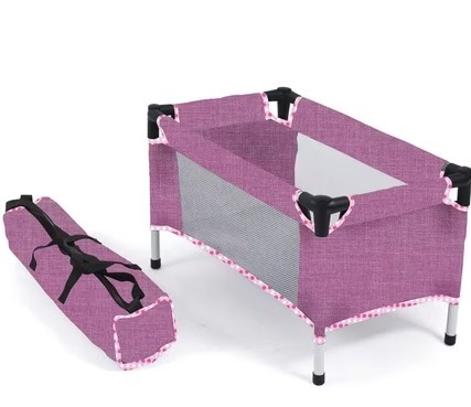 Poppen Campingbed Demontabel met Opbergtas  circa 54cm Fuchsia Kleur