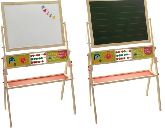 Houten 2 IN1 Staande Schoolbord met Telraam 3met Magneet Letters + 