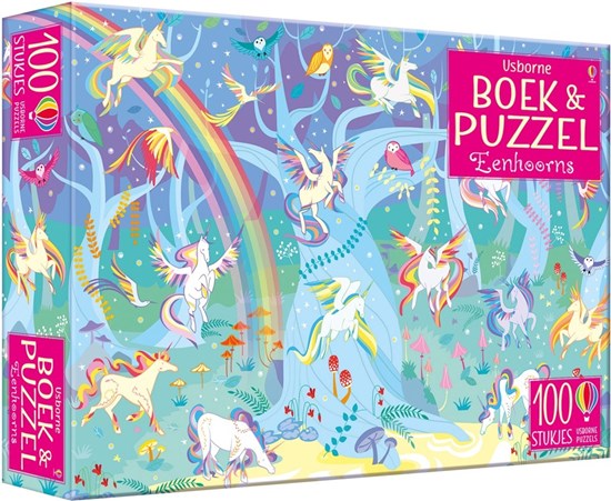 usborne Boek en Puzzel Eenhoorns 100stukjes 5+  