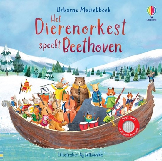 usborne Geluiden Kartonboek het Dierenorkest speelt Beethoven 1+ 