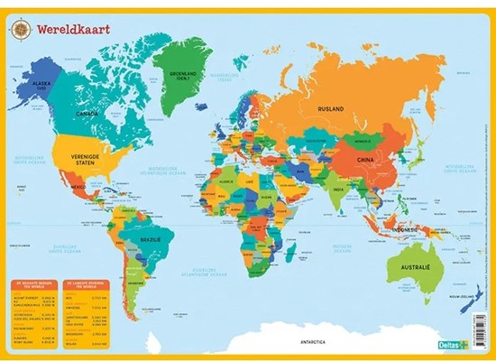 deltas Educatieve Onderlegger/Placemat Wereldkaart