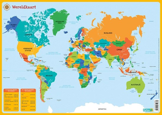 deltas Educatieve Onderlegger/Placemat Wereldkaart