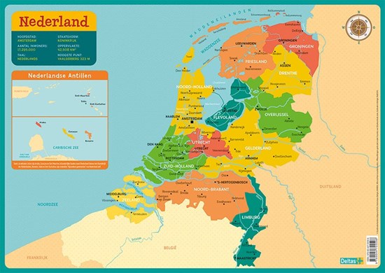 deltas Educatieve Onderlegger/Placemat Kaart van Nederland 