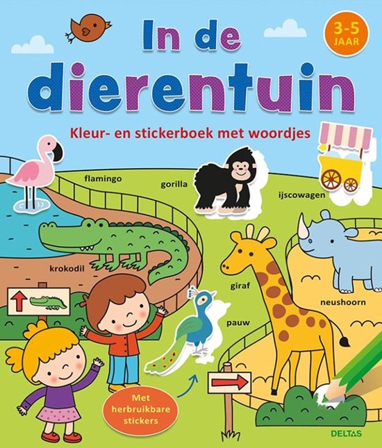 deltas in de Dierentuin Kleur- en Stickerboek met Woordjes 3-5jaar 