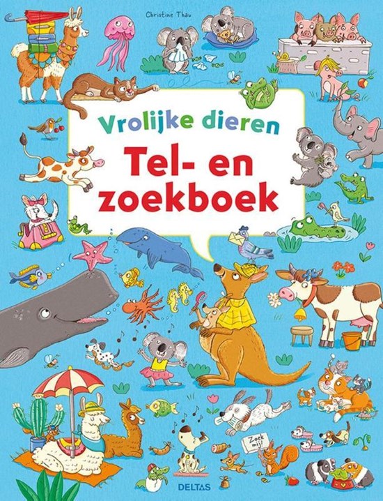 deltas GROOT kartonboek Vrolijke Dieren Tel- en Zoekboek 