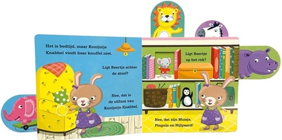 deltas Kartonboek Konijntje Knabbel Zoekt Haar Knuffel (trekflapjes) 