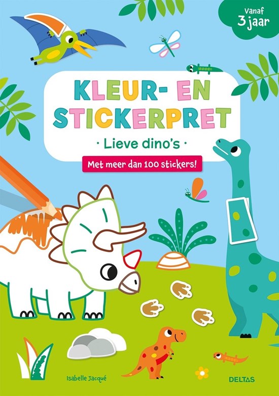 Deltas Kleur- en stickerpret Lieve dino's 3+