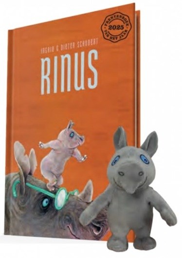 Rinus met Knuffel Prentenboek van het Jaar 2025 