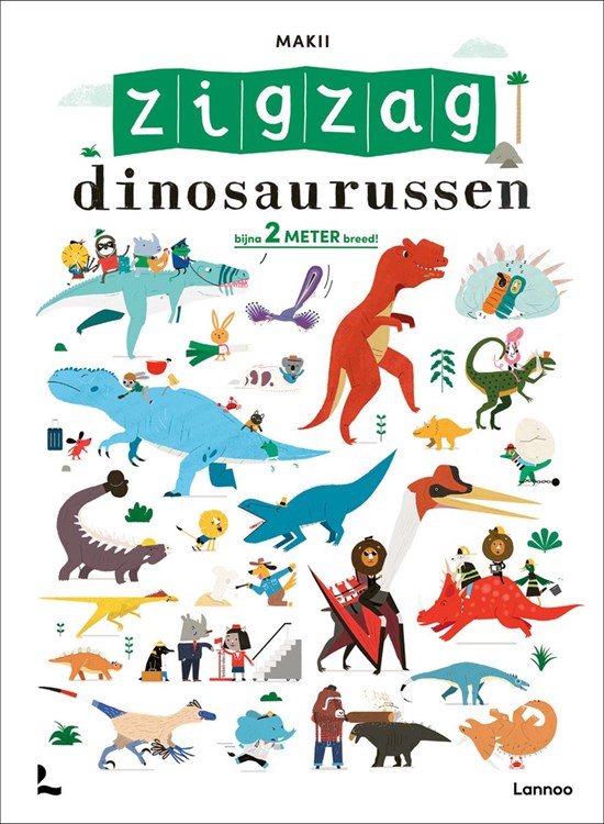 lannoo Makii Zigzag Dinosaurussen boek BIJNA 2 METER LANG !!