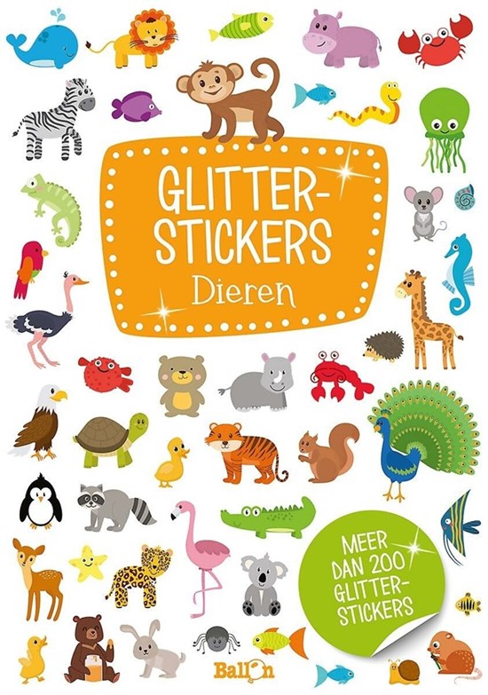 de Ballon Glitter Stickers Dieren MEER DAN 200 Glitterstickers 
