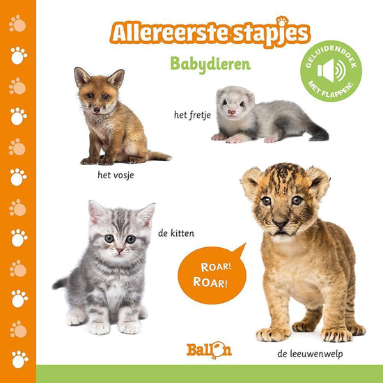 de ballon Kartonboek met Geluid Allereerste Stapjes Babydieren 12mnd+