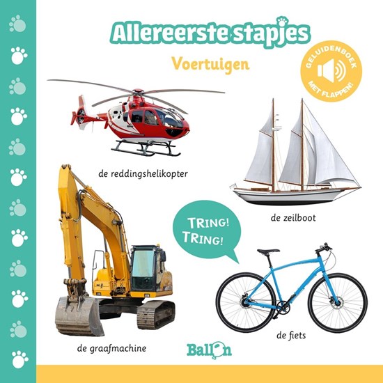 de Ballon Karton Geluidenboek Allereerstestapjes Voertuigen 1+ 