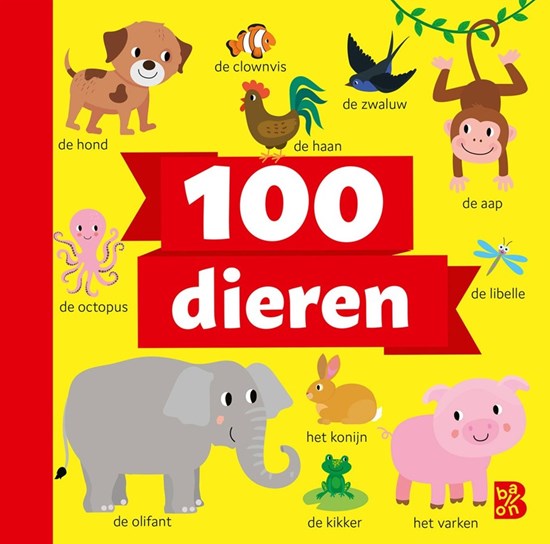 de Ballon Kartonboek 100 Dieren 6mnd+ 