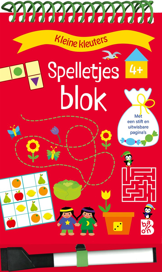 De Ballon Kleine Kleuters Spelletjesblok met Uitwisbare Stift 4+