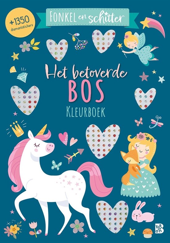 de Ballon Fonkel en Schitter het Betovernde Bos kleurboek met Diamanten 