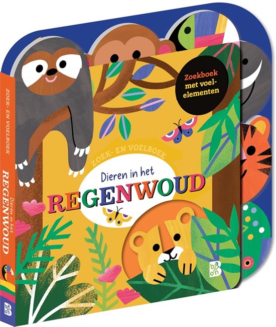 de Ballon Kartonboek Zoek en Voelboek Dieren in het Regenwoud 1+