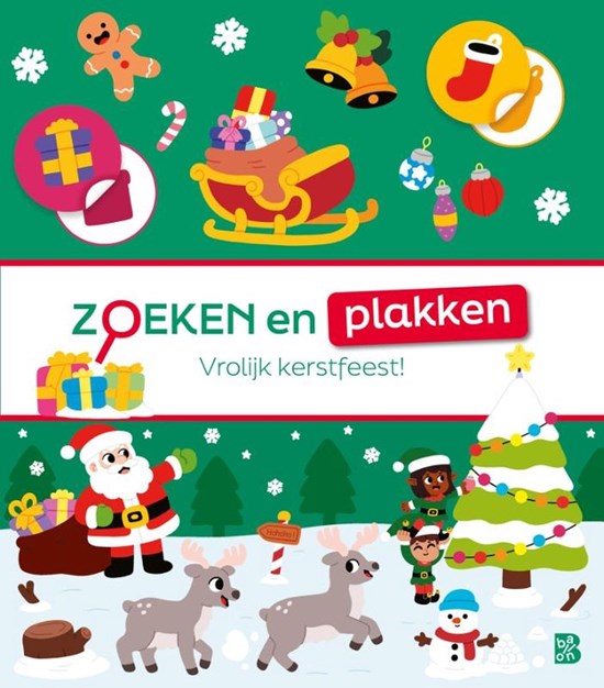 de Ballon Vrolijk Kerstfeest ! Zoeken en Plakken 3+