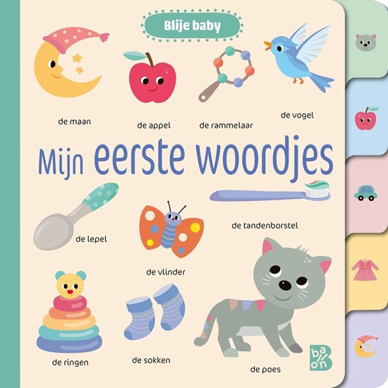 de Ballon Blije Baby Kartonboek Mijn Eerste Woordjes 6mnd+ 