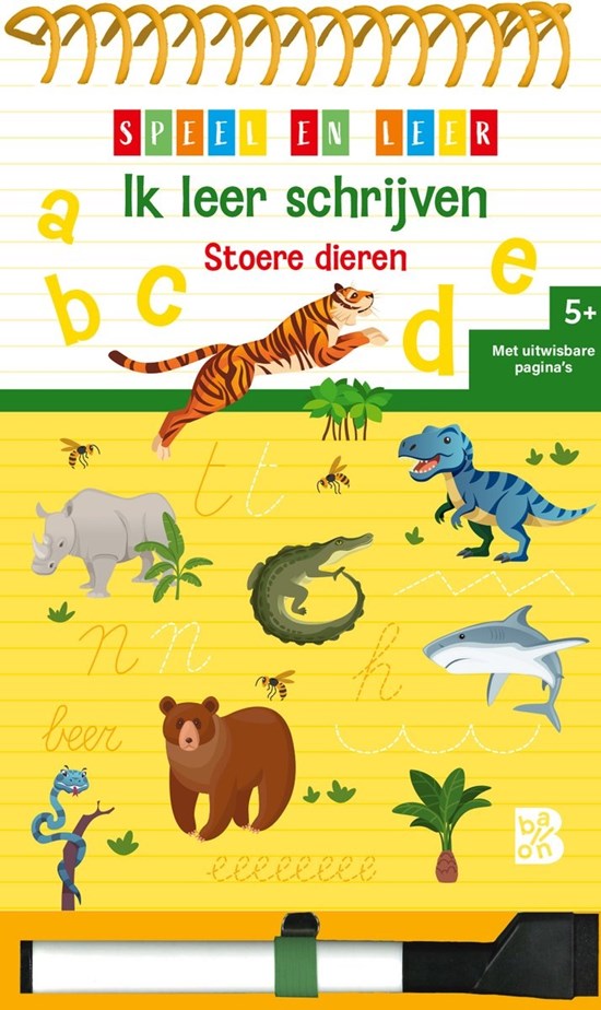 de Ballon Speel & Leer  Ik Leer Schrijven Stoere Dieren 5+