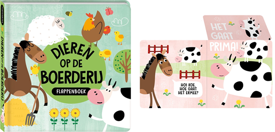 kartonboek Dieren op de Boerderij Flappenboek 