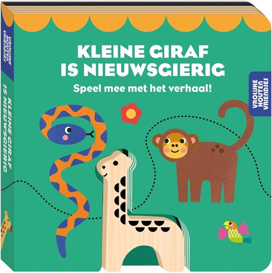 Boek Vrolijke Houten Vriendjes kleine Giraf is Nieuwsgierig 1+ 